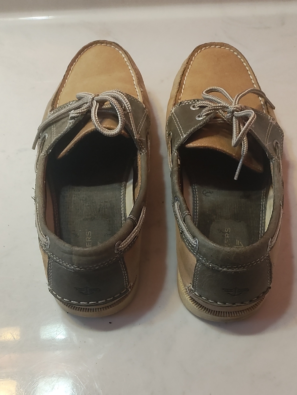 Men's Two-Tone Tan and Gray Boat Shoes